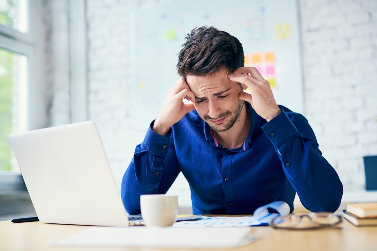 Man stressed at work