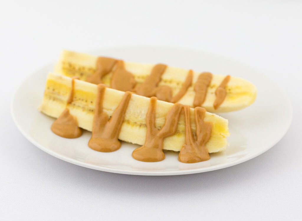 Banana with peanut butter drizzle