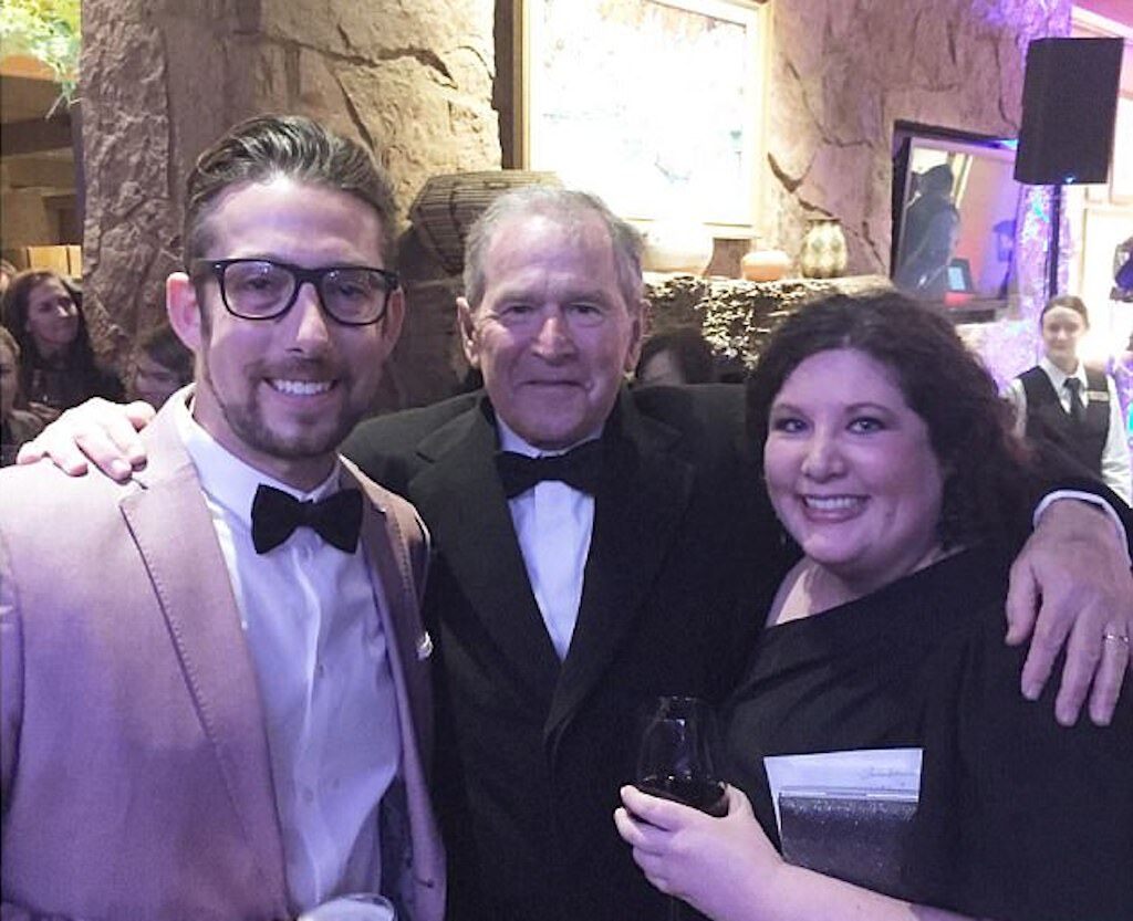 George W. Bush at wedding of nephew Pierce Bush in Colorado Springs. 