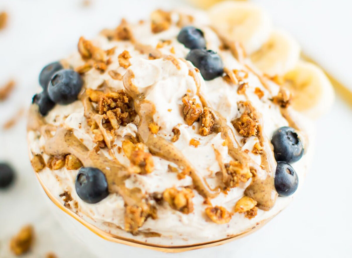 peanut butter yogurt fluff bowl