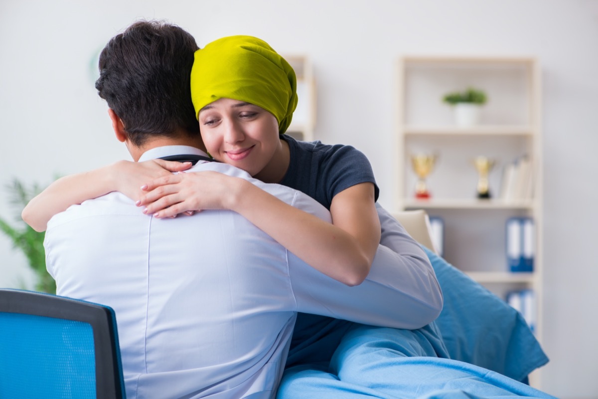 Cancer patient visiting doctor for medical consultation in clini