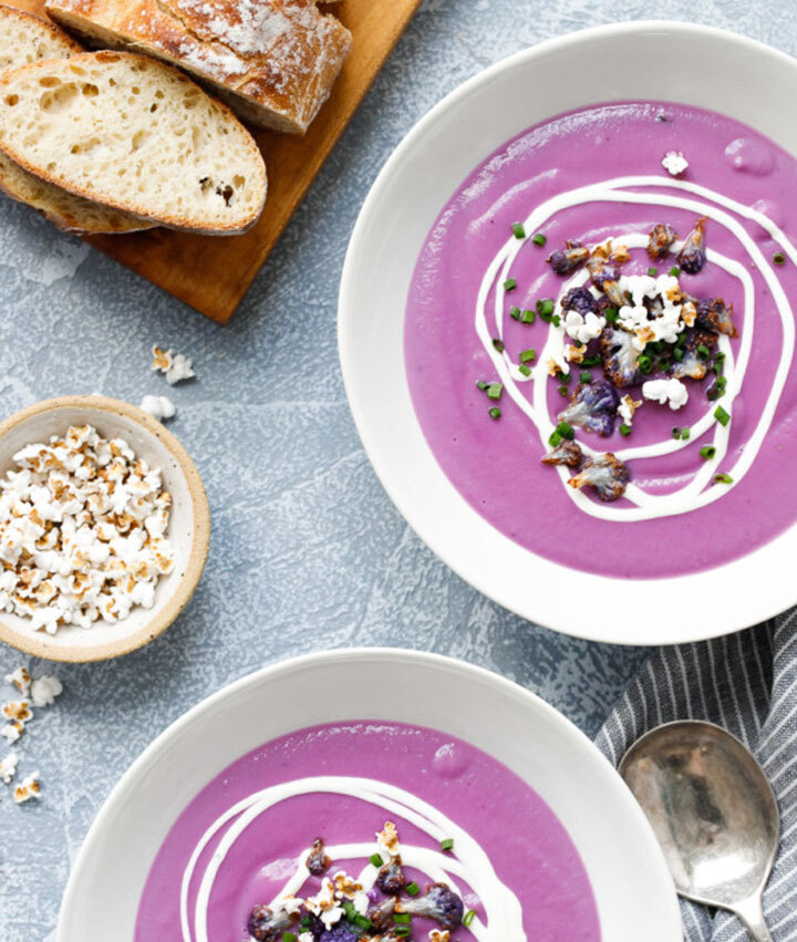 Purple potato soup