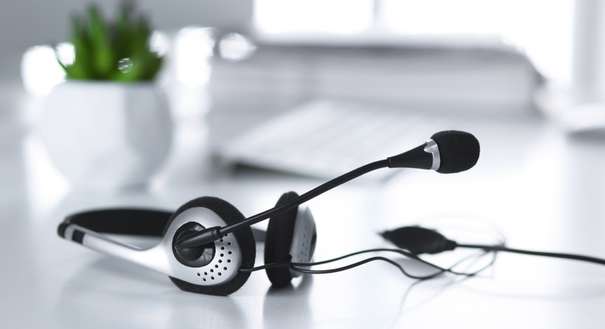 cal center headset on desk