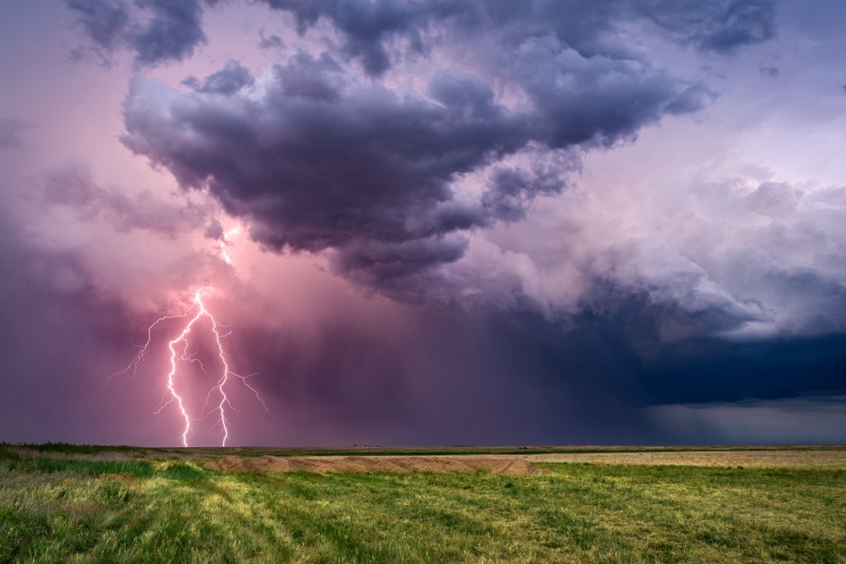 thunderstorm over grass