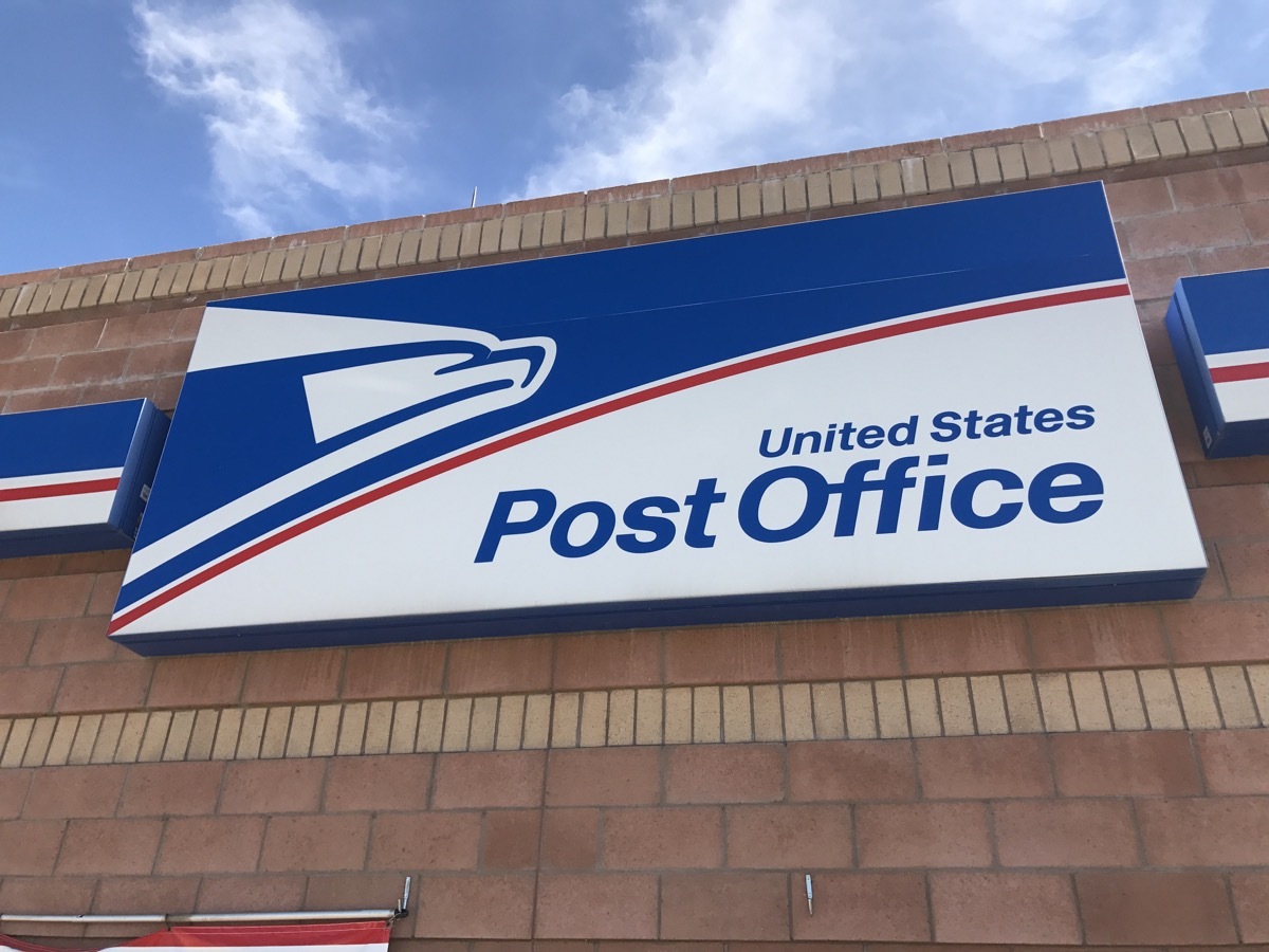 SCOTTSDALE, AZ - MAY 25: Exterior signage on the front of the United States Post Office building in Scottsdale, Arizona on May 25, 2017.