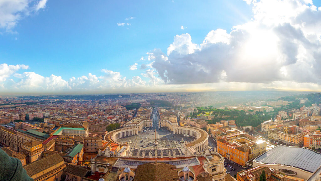 Vatican City and the Vatican walls on a bright shiny day