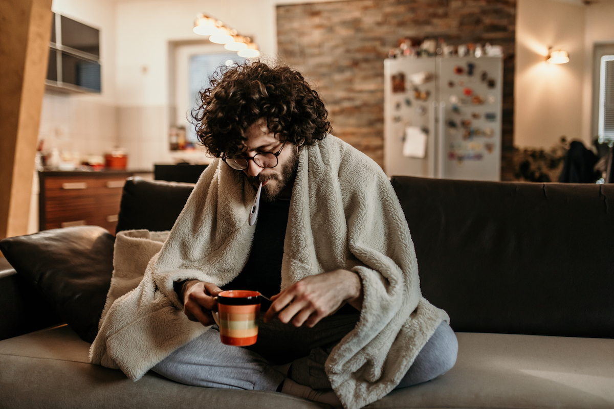 young man with fever