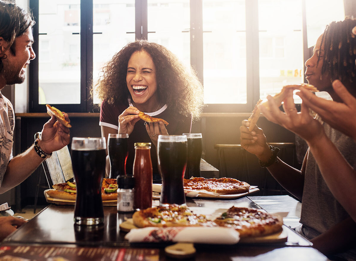 group eating pizza