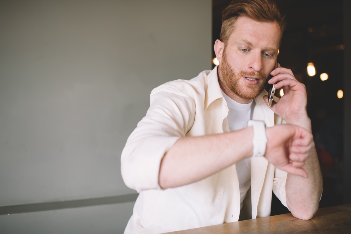 Man Rushing to Get Off the Phone