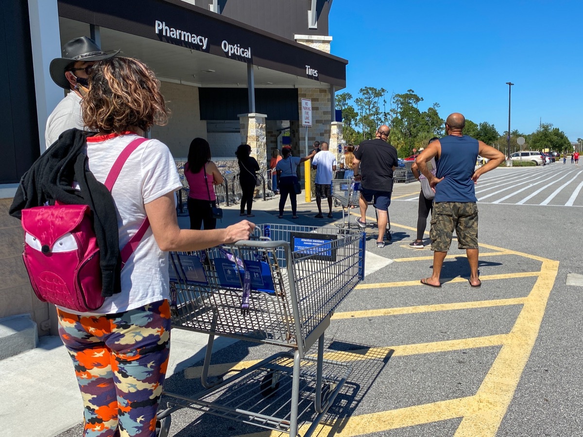 long line outside walmart store