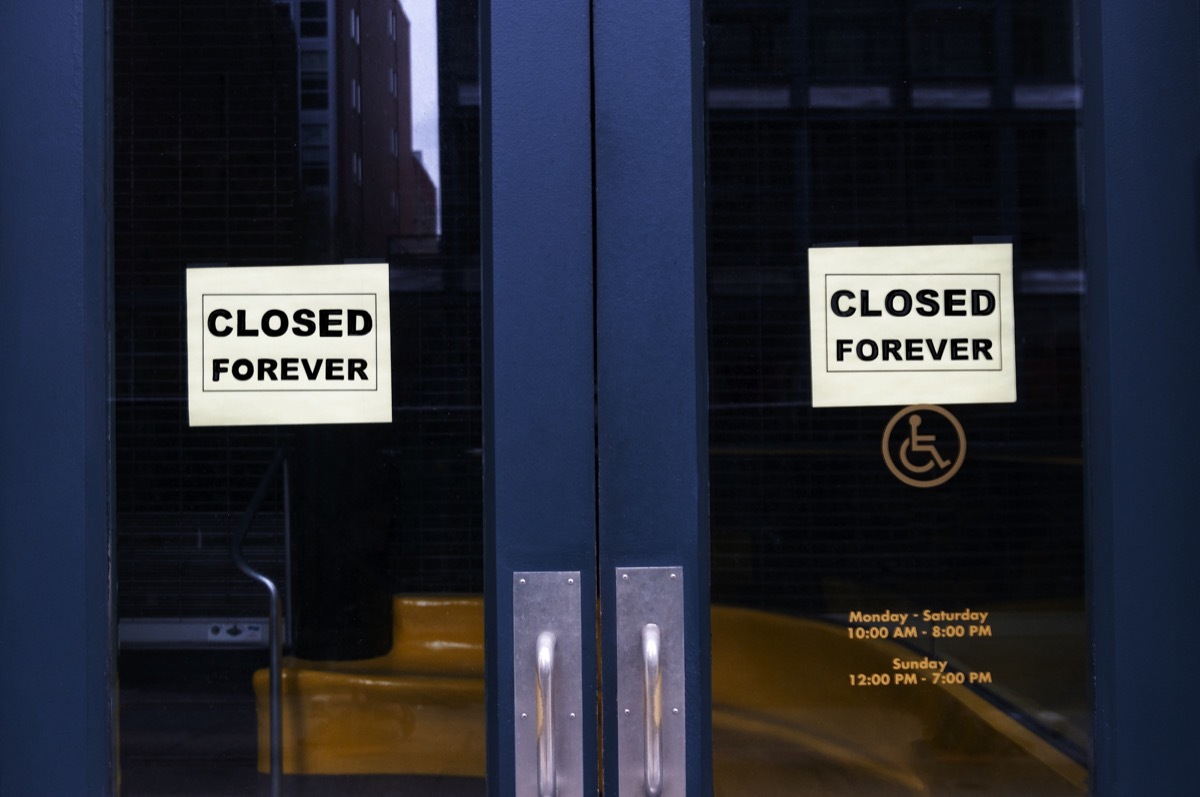 store closed with signs