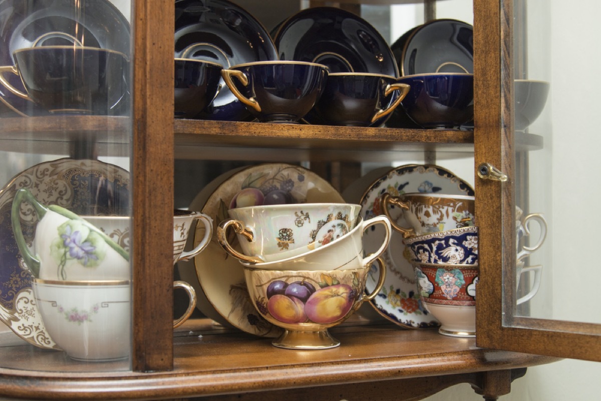 vintage curiosity cabinet, downsizing your home