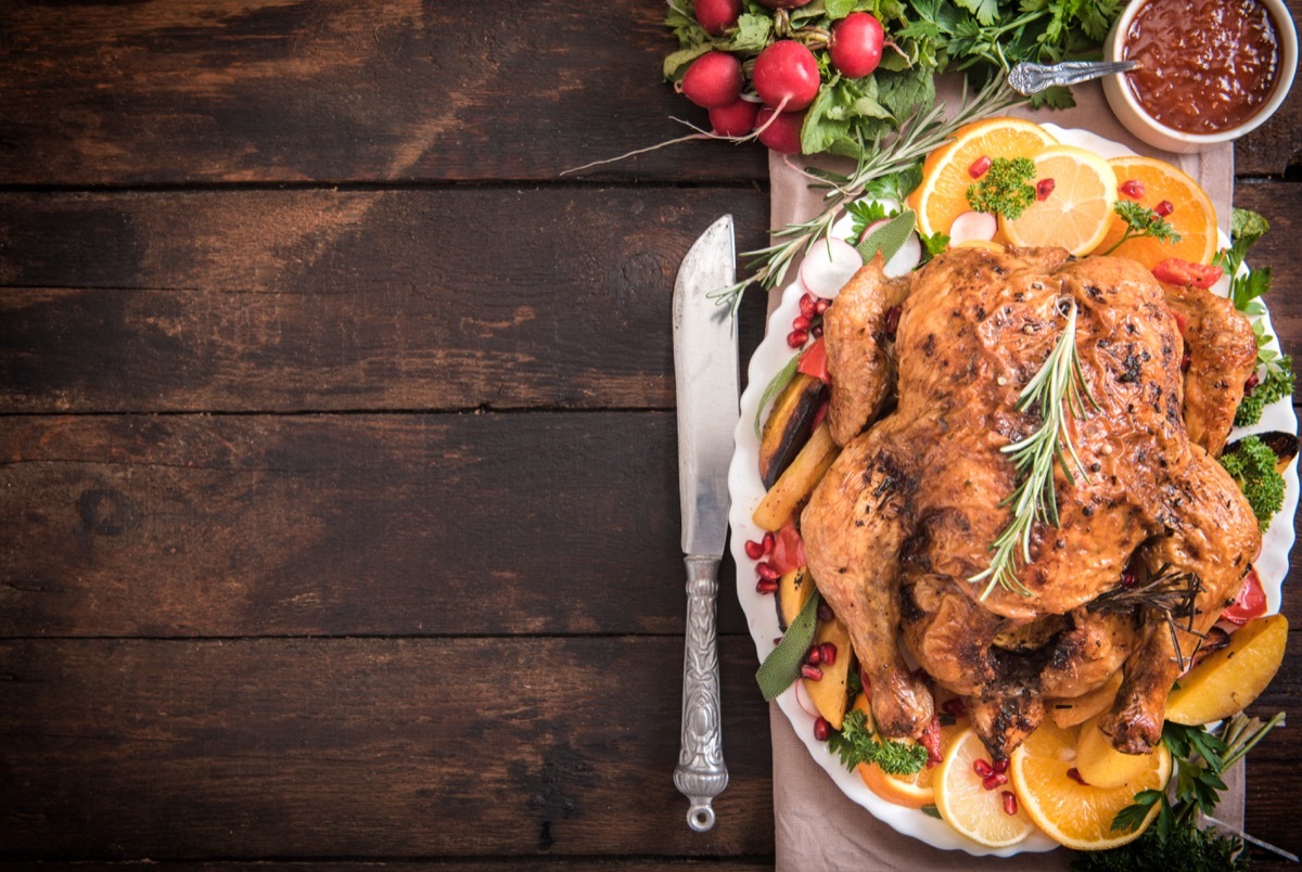 thanksgiving roast turkey on table