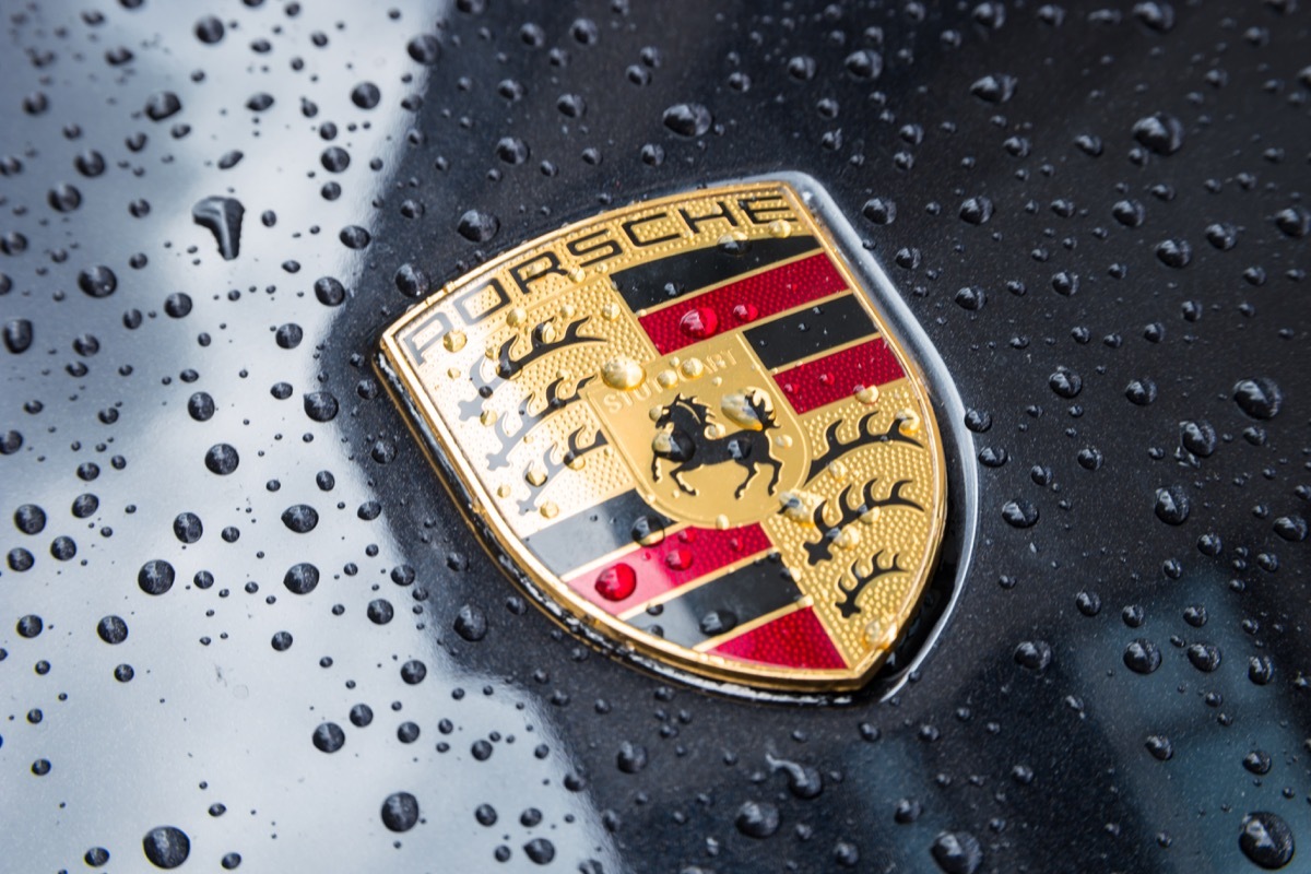 Porsche car in the rain