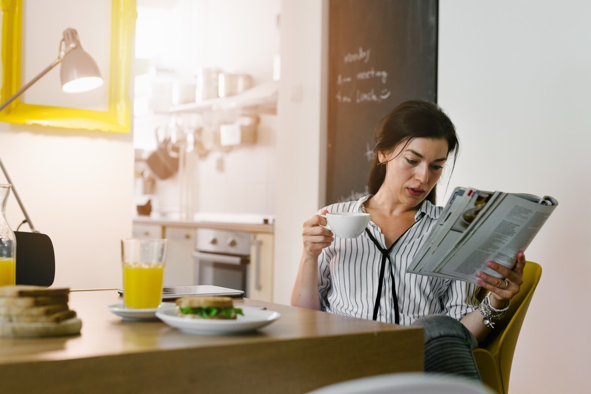 Woman Going Through Morning Routine