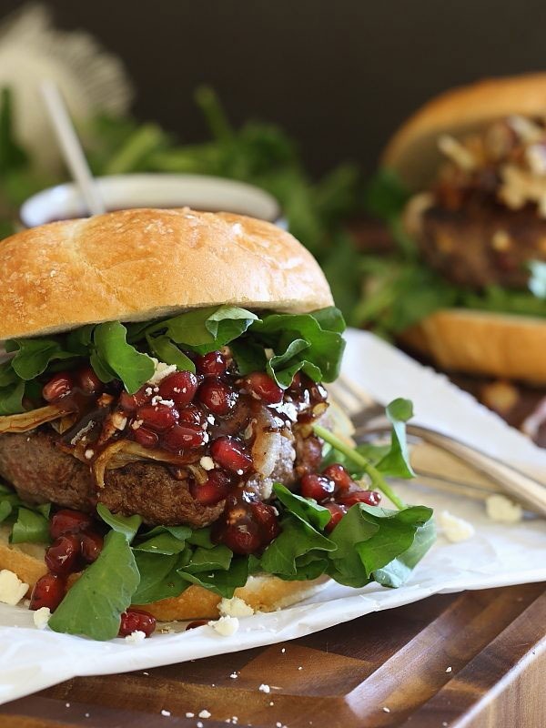 pomegranate feta bison burgers