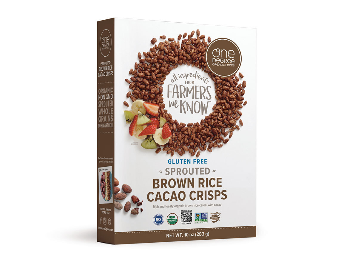 box of one degree cacao crisps cereal