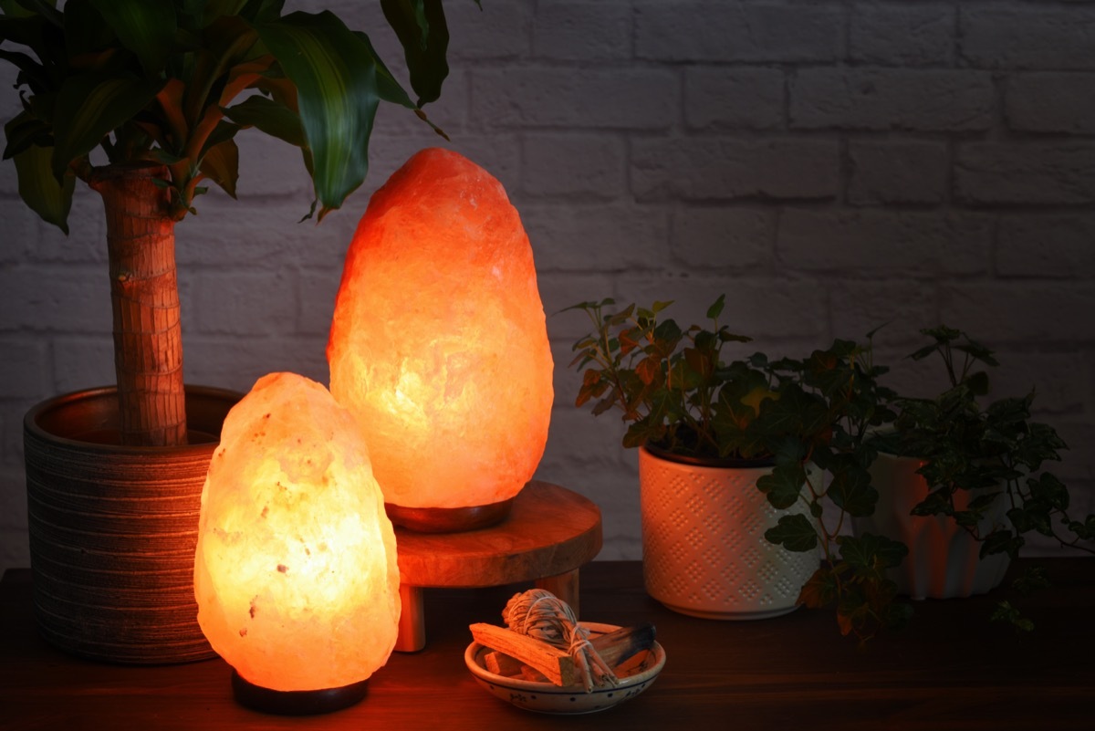 Himalayan Salt lamp on a counter