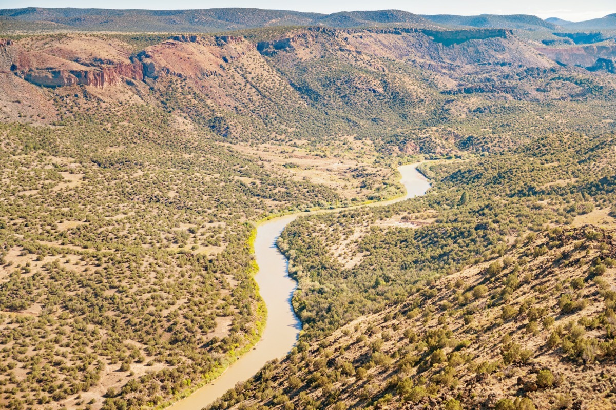 Rio Grande river and mountains in White Rock, New Mexico