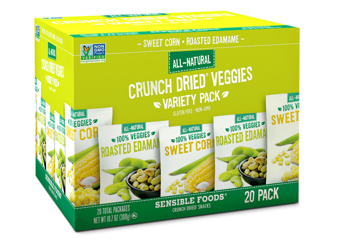 box of sensible foods crunch dried veggie snacks