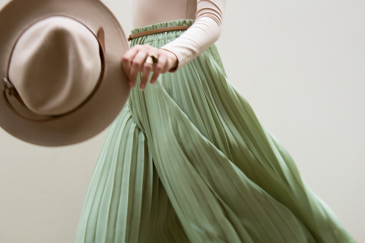 woman wearing mint green pants