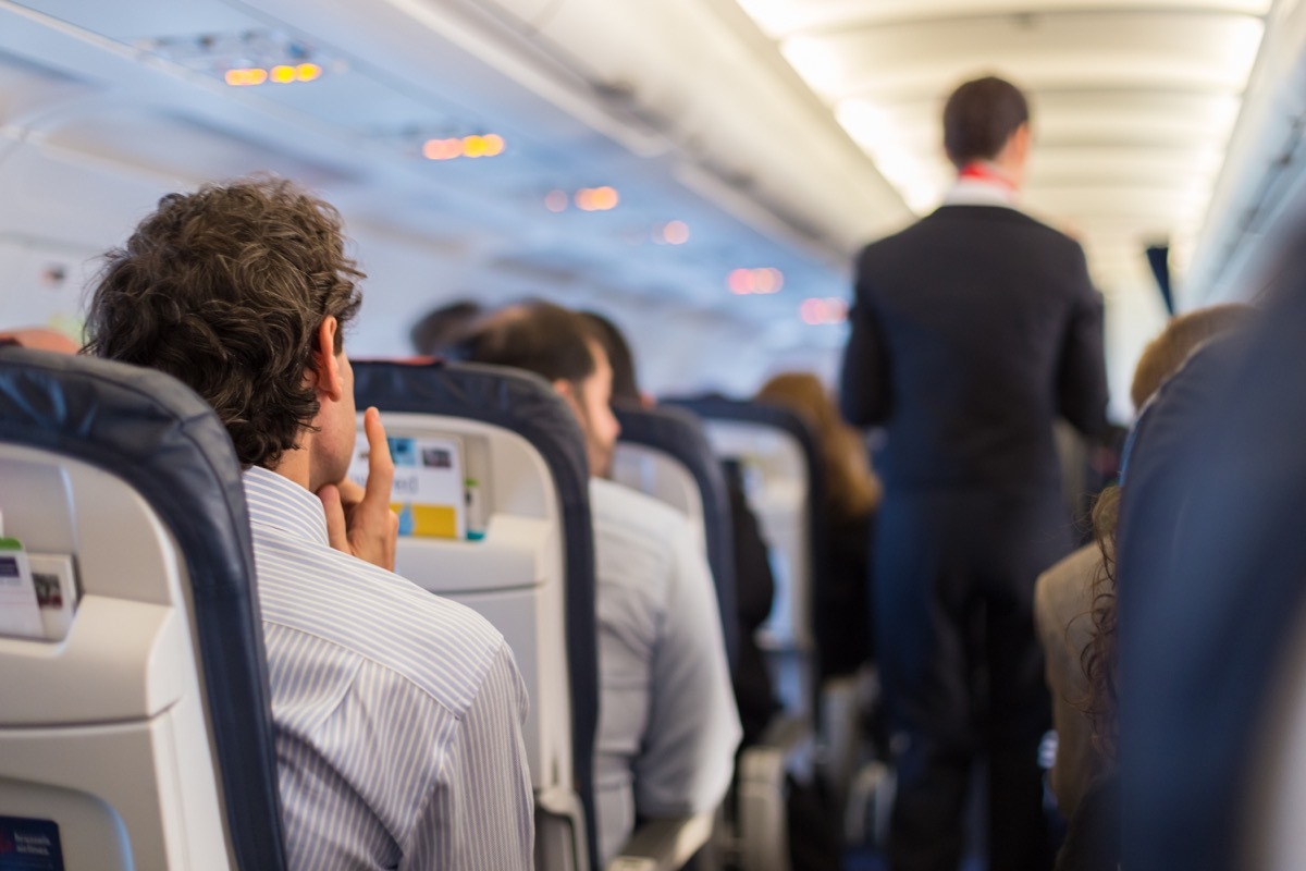 Passengers on the airplane.