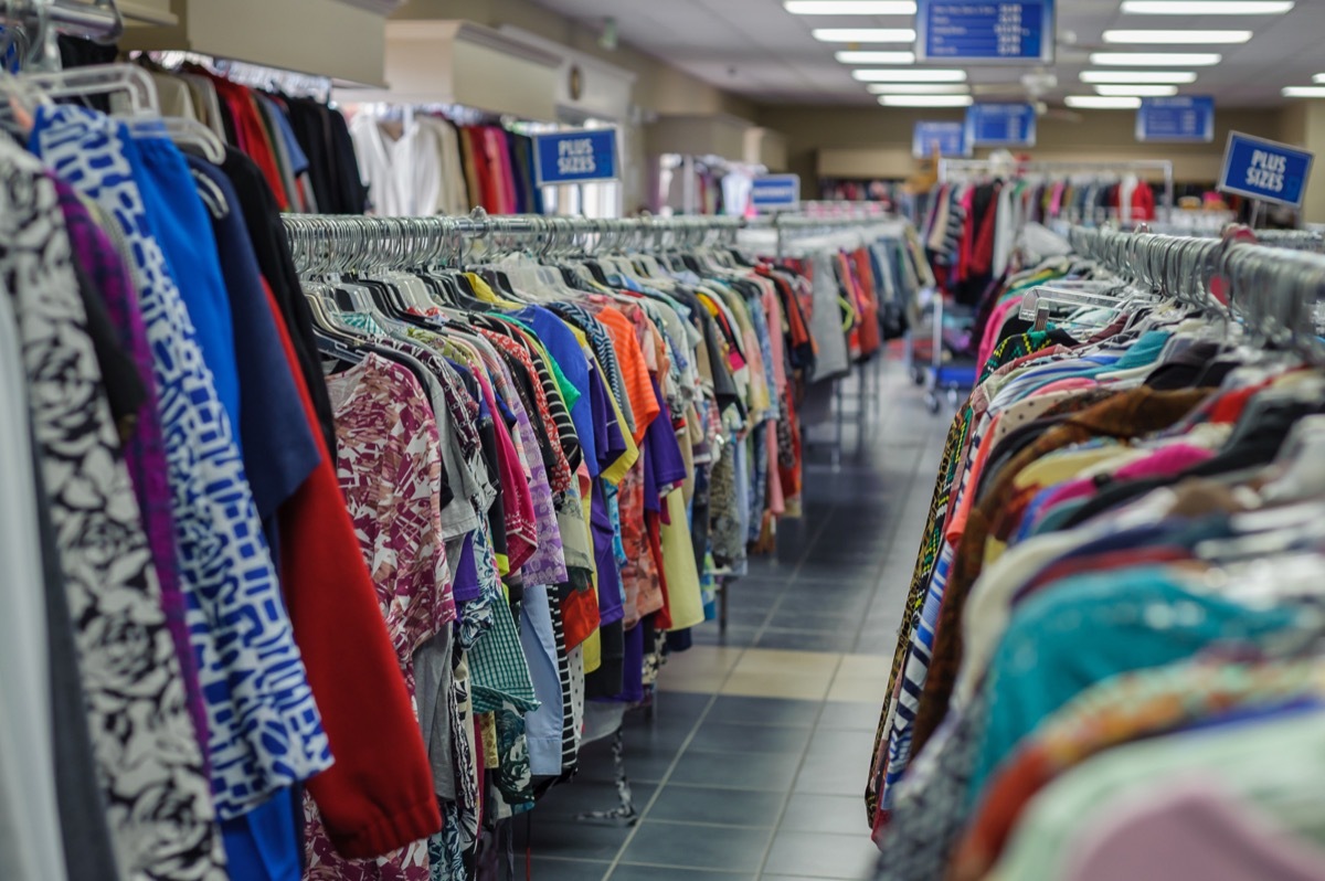 clothing racks at goodwill