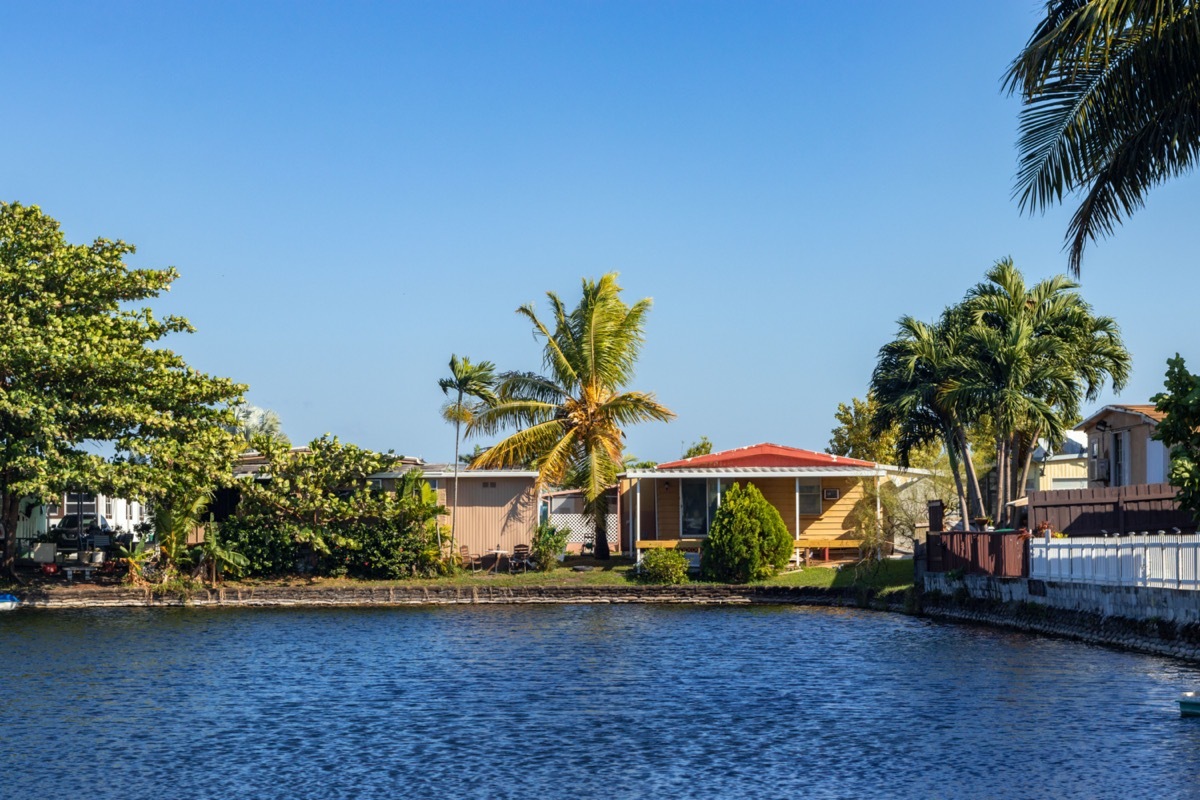 lake and homes in Hialeah, Florida