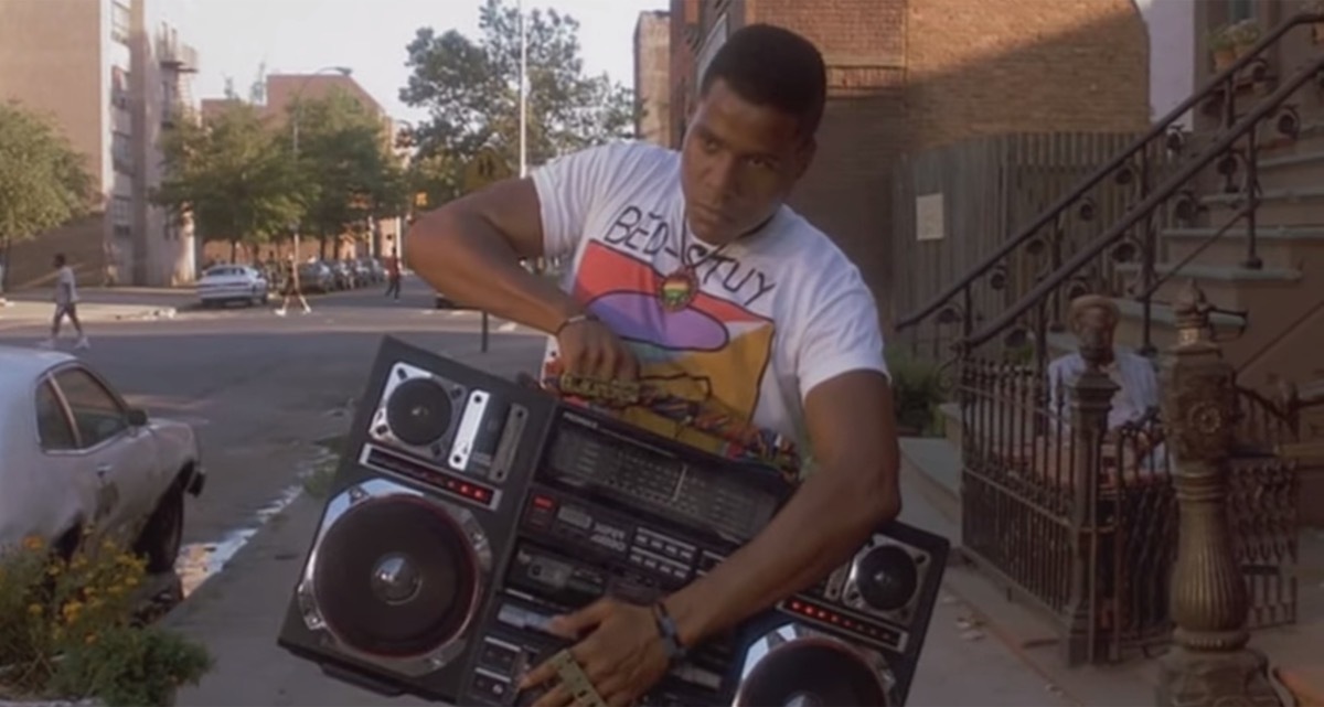 Radio Raheem holds boombox in Do the Right Thing, 1989