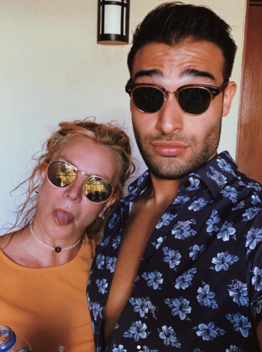 Britney Spears and Sam Asghari in a selfie from Instagram