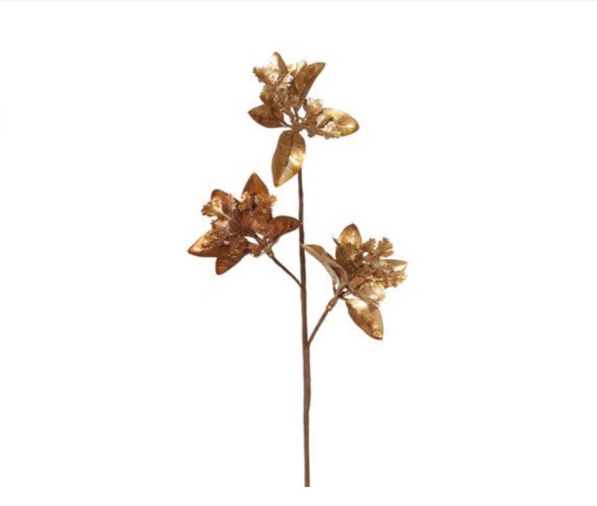 three gold glittery flowers on a faux stem, dollar store fall decor