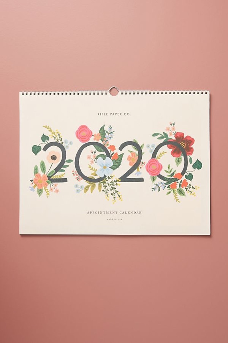 rifle paper co wild rose 2020 wild appointment calendar on pink background