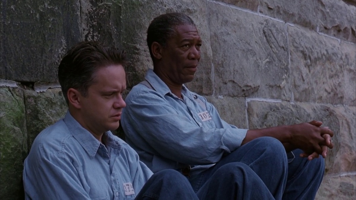 still of shawshank redemption movie featuring morgan freeman