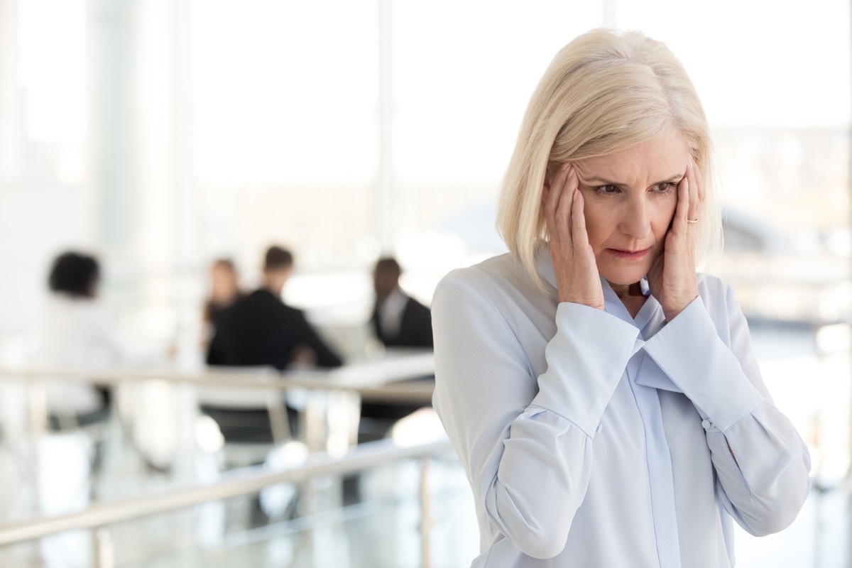 stressed older woman