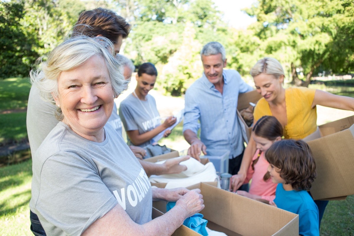 people volunteering at a park