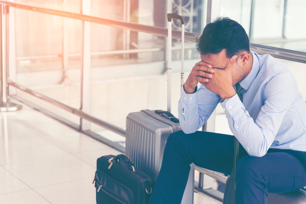 Sick Man at Airport Plane