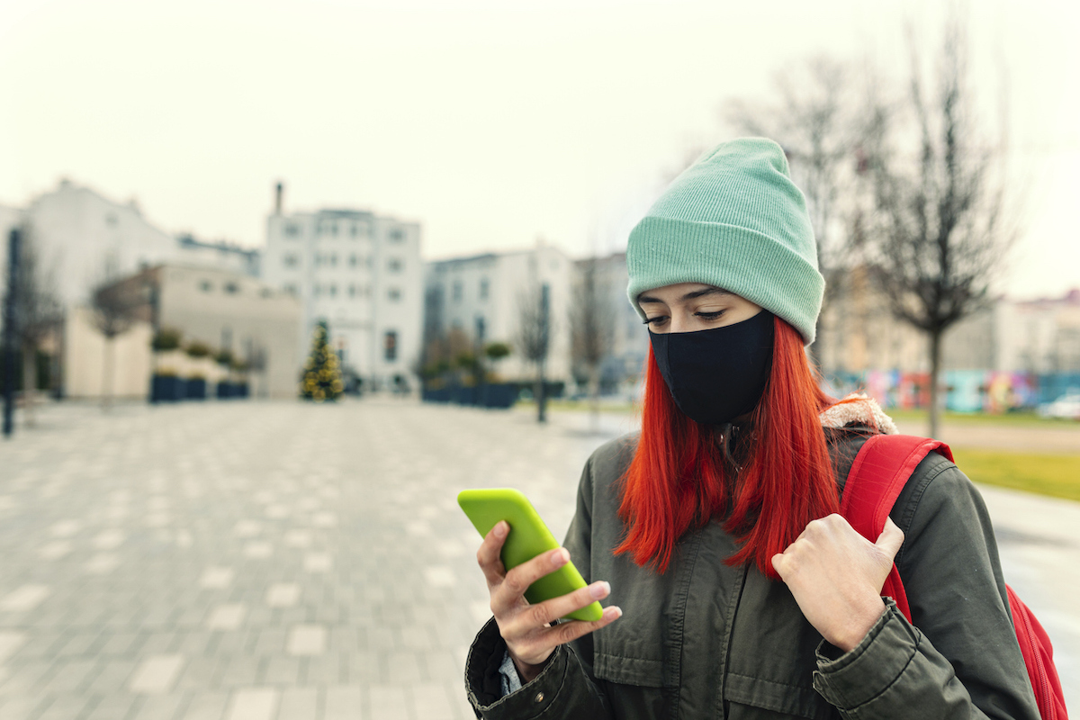 Woman wearing a mask