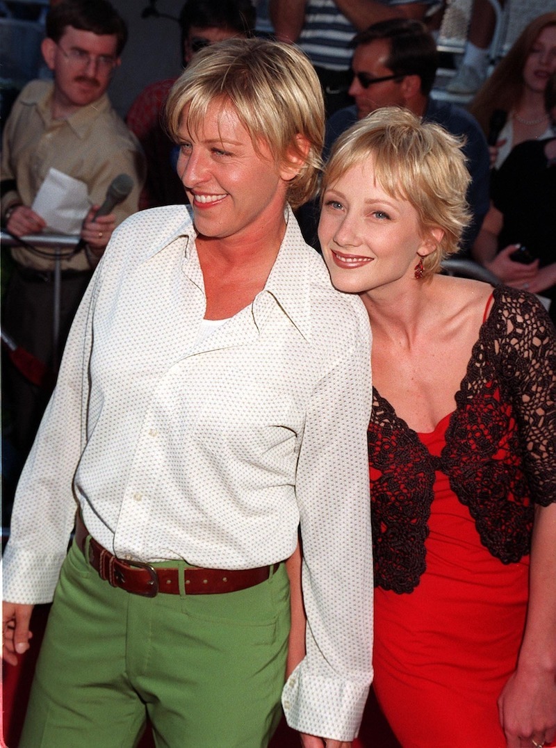 Ellen DeGeneres and Anne Heche at the premiere of 