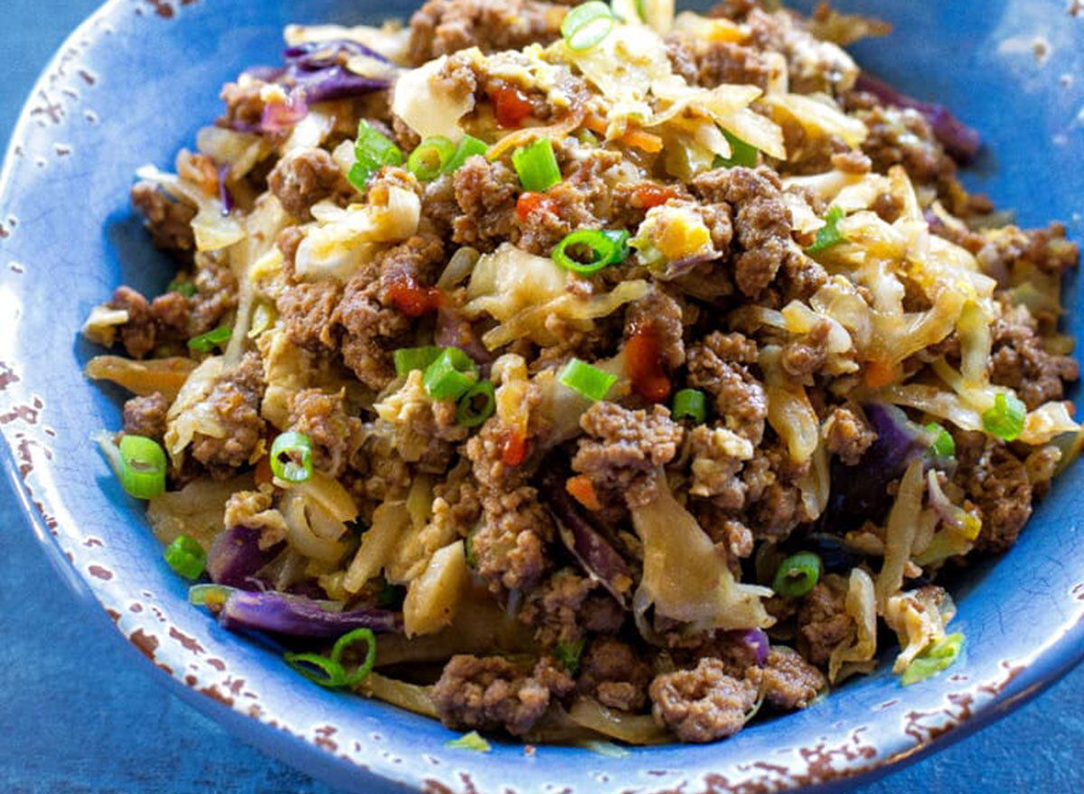 ground chicken recipes egg roll in a bowl