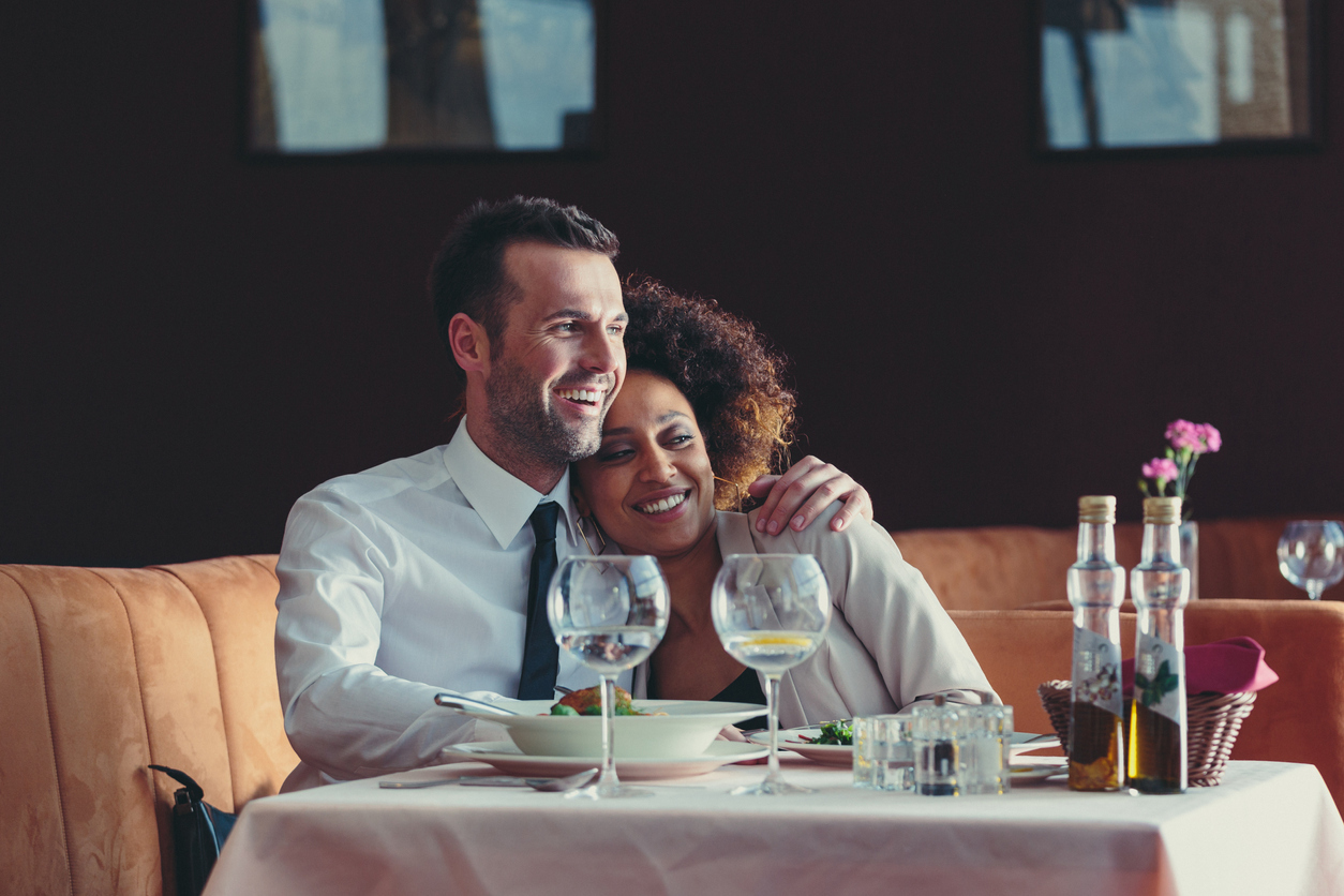 Happy couple at dinner