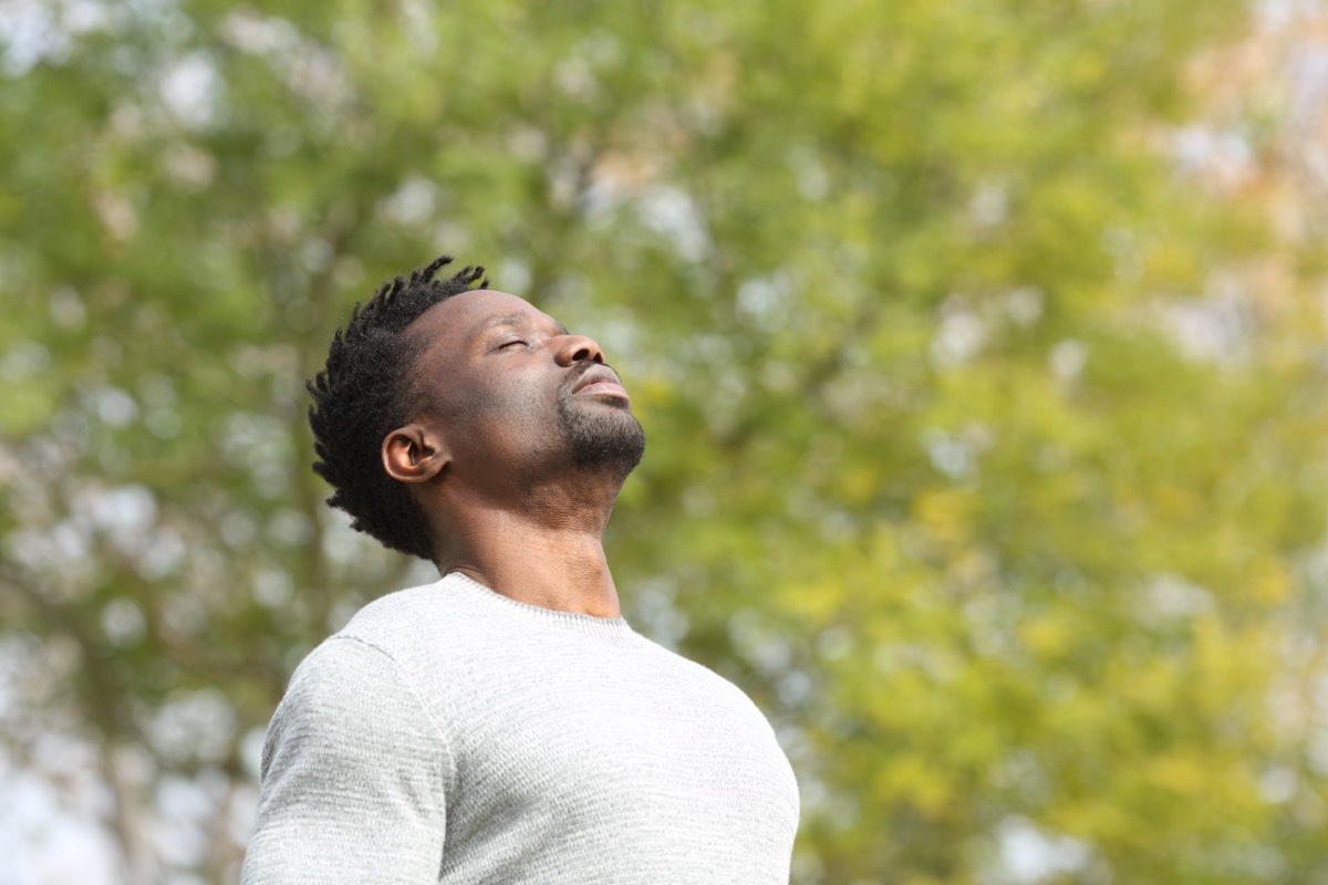 Black Man Breathing Outside