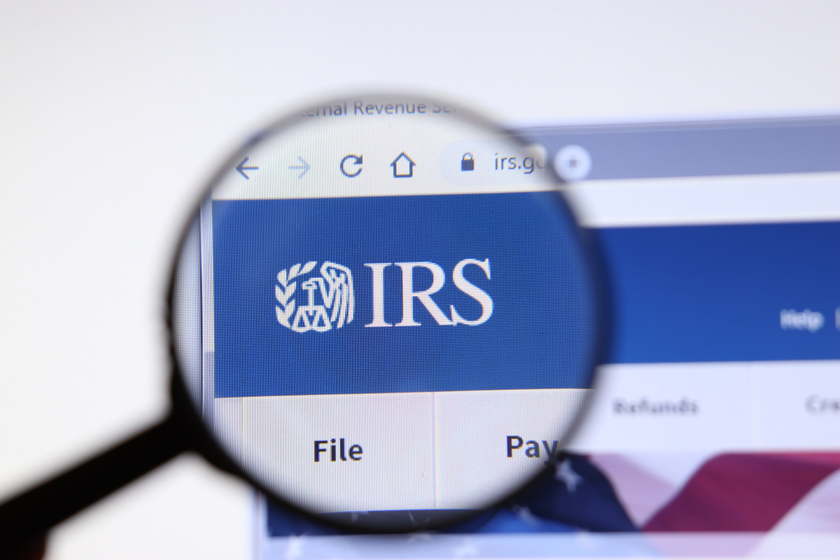 IRS website with magnifying glass