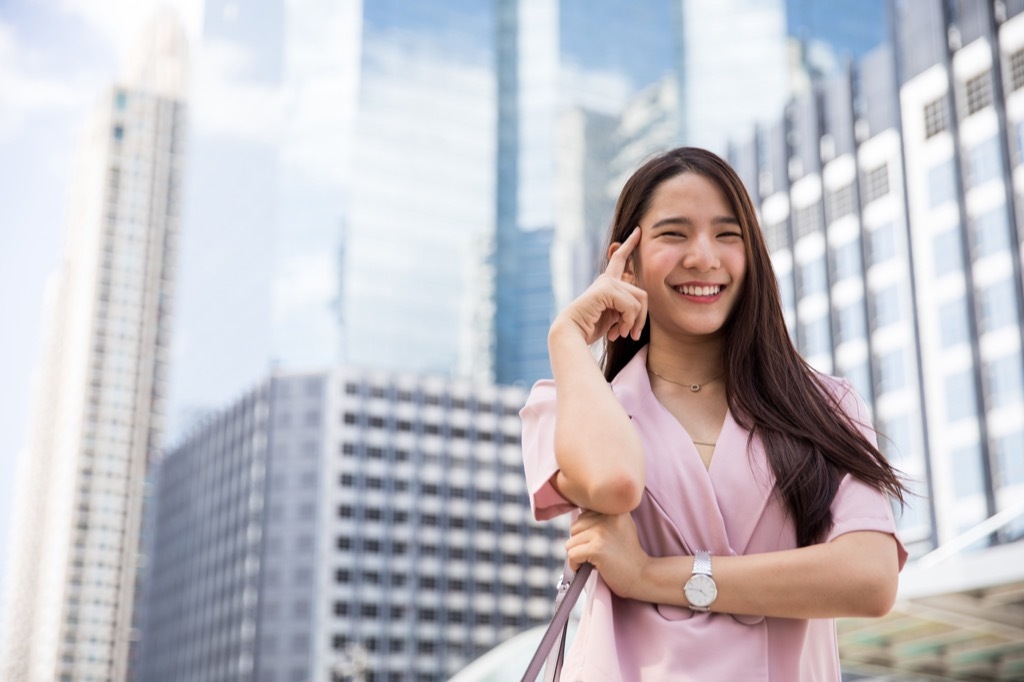 Woman remembering something