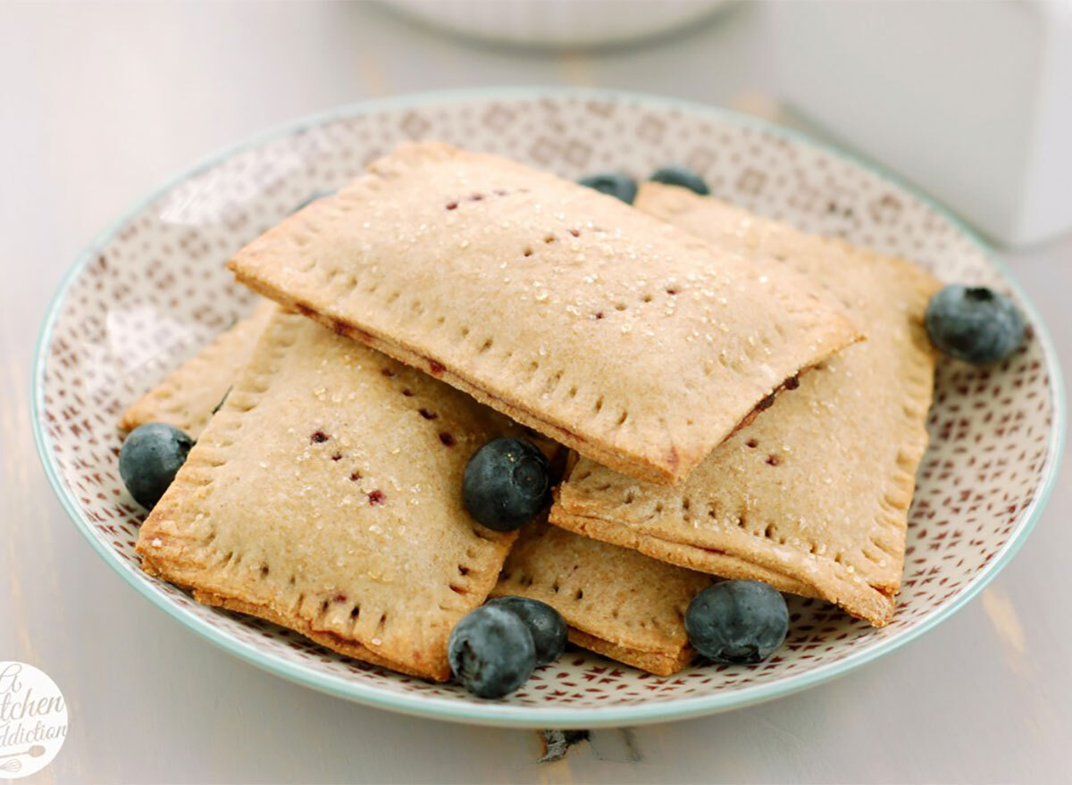 homemade blueberry toaster pastries on a plate