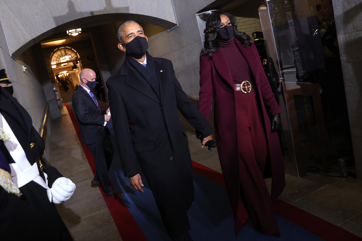 Former U.S. President Barack Obama and Michelle Obama at the inauguration of U.S. President-elect Joe Biden on the West Front of the U.S. Capitol on January 20, 2021 in Washington, DC.