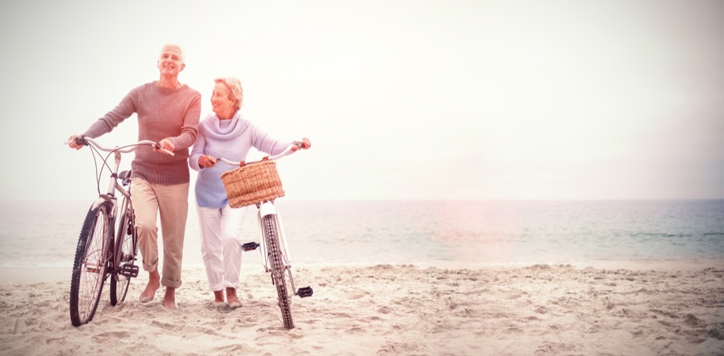 old couple with bikes