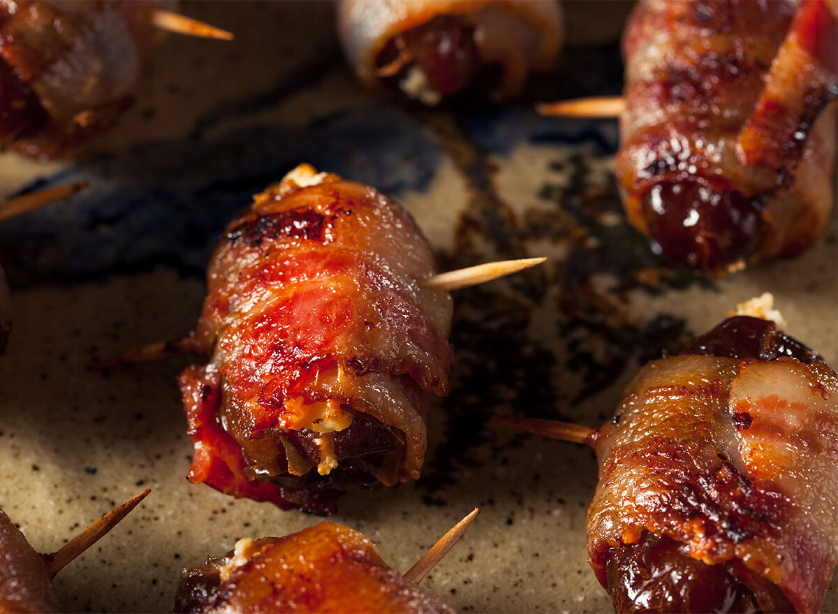 bacon wrapped dates with toothpicks