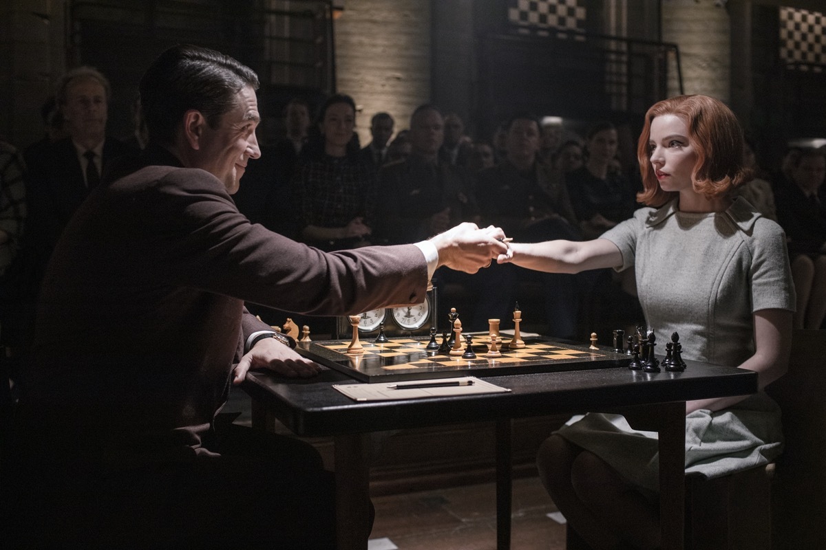 Marcin Dorocinski and Anya Taylor-Joy in The Queen's Gambit