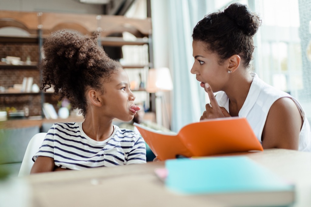 daughter sticking tongue out Moms Should Never Say